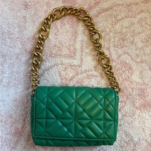 ZARA Green Quilted Chain Shoulder Bag - NWT